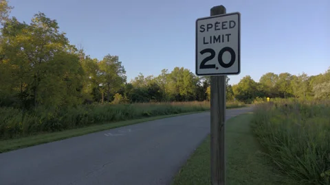 Speed Limit Sign by a Road Stock Footage 249355261