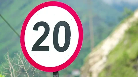 Speed Limit Signboard 20 km/h Stock Footage 316891453