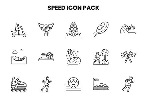 Speed Line Bundle Icons Pack Stock Illustration