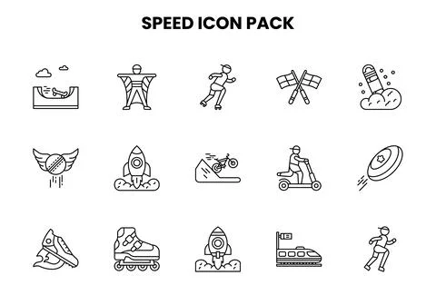 Speed Line Bundle Icons Pack Stock Illustration