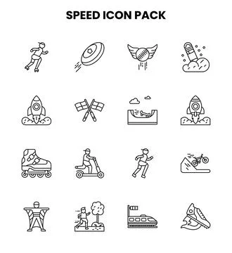 Speed Line Collection Icons Pack Stock Illustration
