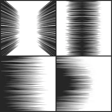 Speed line comic book texture, horizontal motion lines vector set Stock Illustration