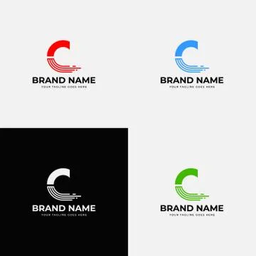 Speed Line Creative abstract modern Letter C vector line logo design. Minimal Stock Illustration