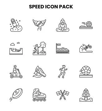 Speed Line SVG Icons Pack Stock Illustration
