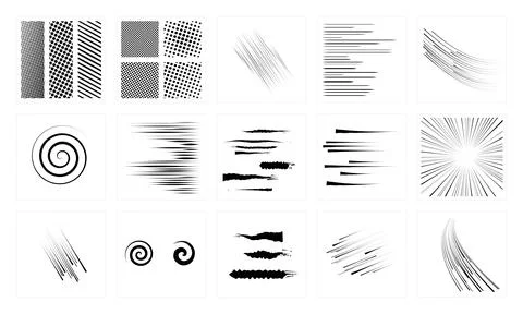 Speed lines and graphic elements for comic book effects and motion. 스톡 일러스트