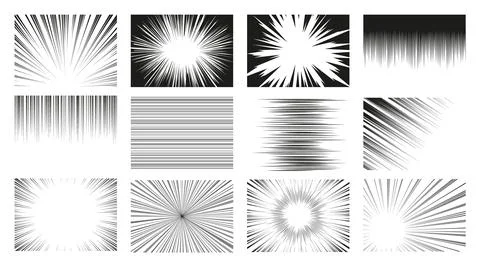 Speed lines for comic book. Manga or anime frame, superhero action, explosion Stock Illustration