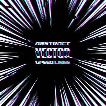 Speed lines with glitch effect on black background. Effect motion lines Stock-Illustration