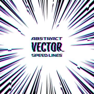 Speed lines with glitch effect on white background. Effect motion lines Stock Illustration