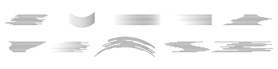 Speed lines isolated set. Comic speed motion lines collection. Motion effect for Stock Illustration