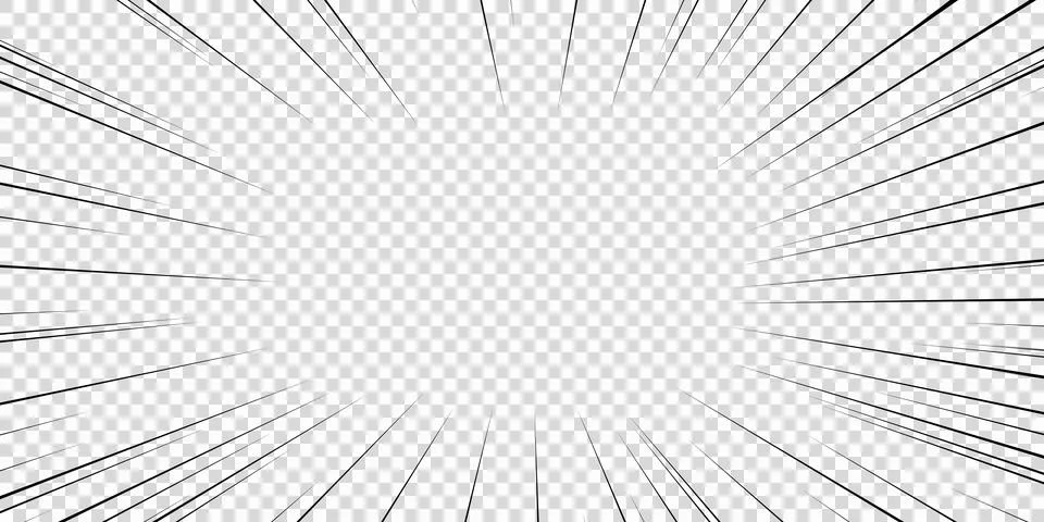 Speed lines as manga comic effect on transparent background. Cartoon anime Stock Illustration