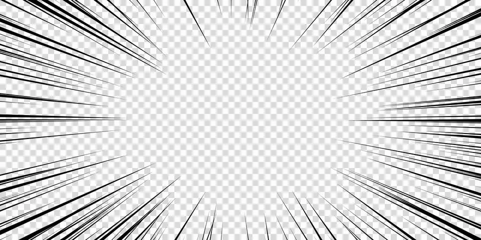 Speed lines as manga comic effect on transparent background. Cartoon anime Stock Illustration