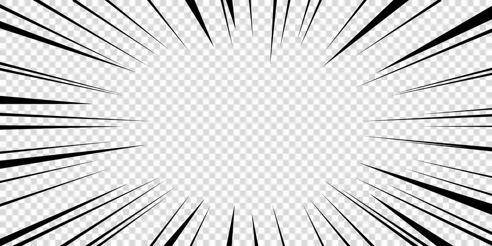 Speed lines as manga comic effect on transparent background. Cartoon anime Stock Illustration