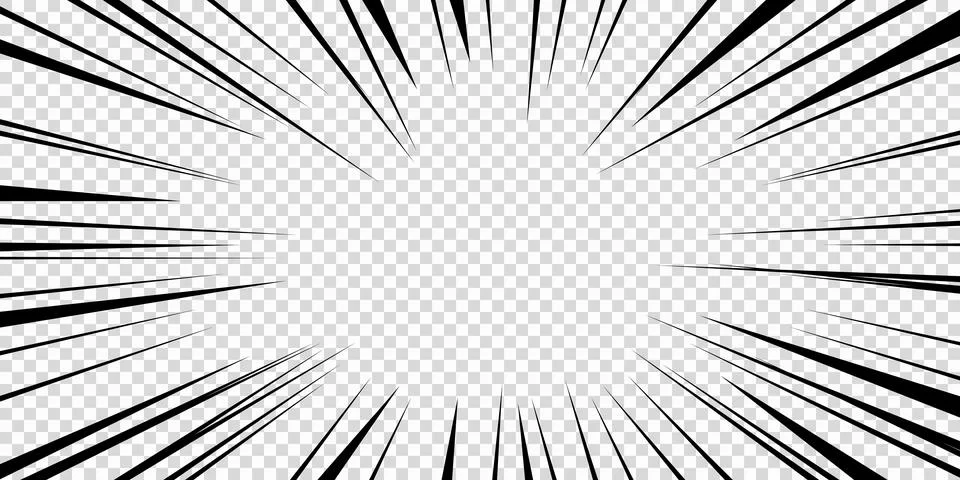 Speed lines as manga comic effect on transparent background. Cartoon anime Illustrazione stock