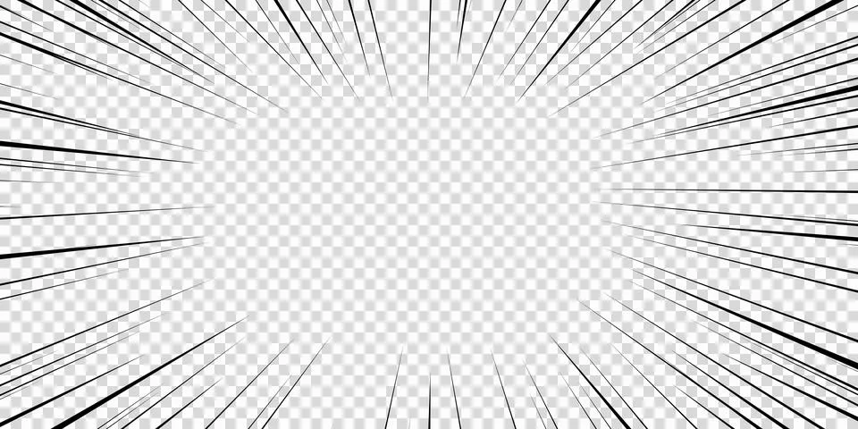 Speed lines as manga comic effect on transparent background. Cartoon anime Illustrazione stock