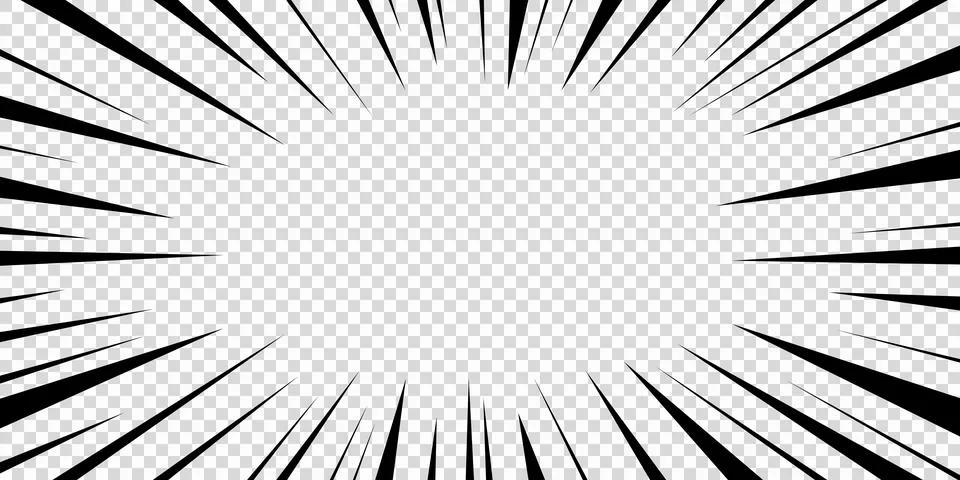 Speed lines as manga comic effect on transparent background. Cartoon anime Stock Illustration
