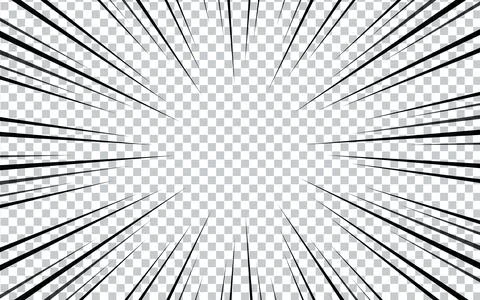 Speed lines as manga comic effect on transparent background. Illustrazione stock