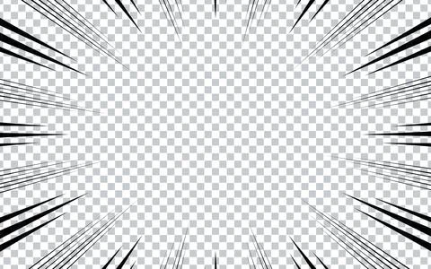 Speed lines as manga comic effect on transparent background. Cartoon anime .. Stock Illustration