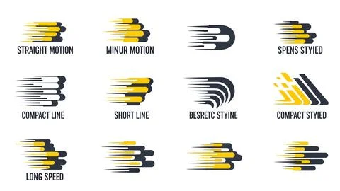 Speed lines set vector illustration, motion effect graphic elements on whit.. Stock Illustration