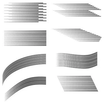 Speed lines vector set black fast motion effect collection isolated on white Stock Illustration
