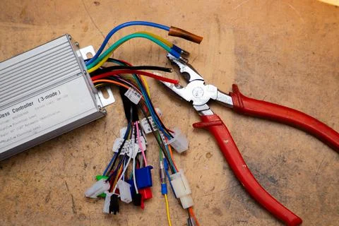 Speed metalic controller with wires Stock Photos