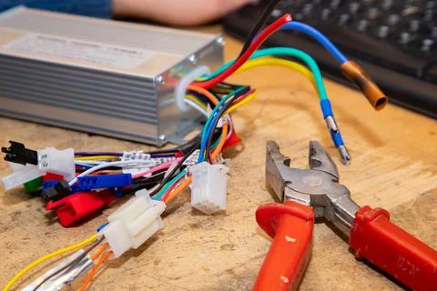 Speed metalic controller with wires Stock Photos