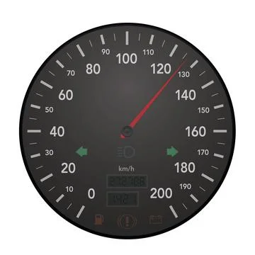 Speed Meter Car Kmh Speedometer Motor Vehicle Technology Instrument Stock Illustration