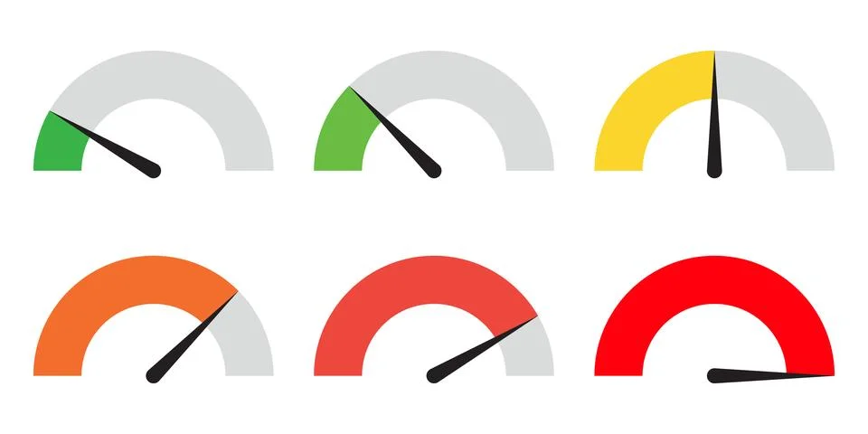 Speed meter vector in different colors Illustrazione stock