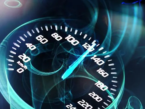Speed motion background with fast speedometer car. Racing velocity background. Stock Illustration