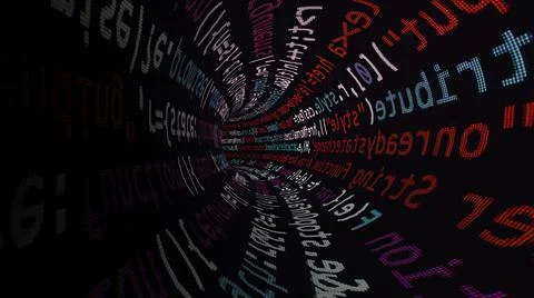 Speed Motion Inside  Code Tunnel 3d illustration Stock Illustration