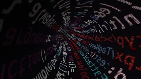 Speed Motion Inside  Code Tunnel 3d illustration Stock Illustration