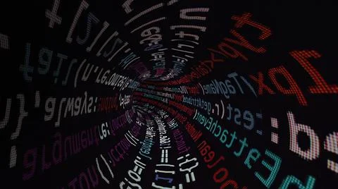 Speed Motion Inside  Code Tunnel 3d illustration Stock-Illustration