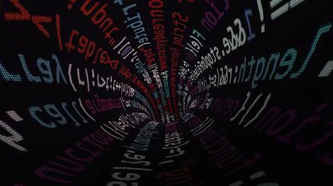 Speed Motion Inside  Code Tunnel 3d illustration Stock-Illustration