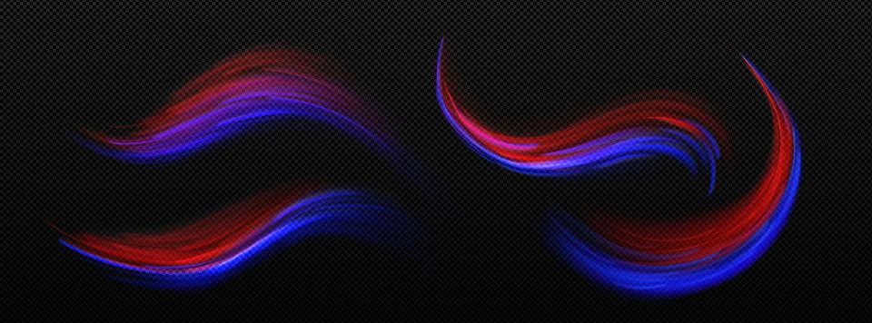 Speed motion light effect, blue and red trails Stock Illustration