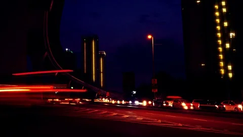 Speed motion light trail for busy traffic night Video stock 75509027