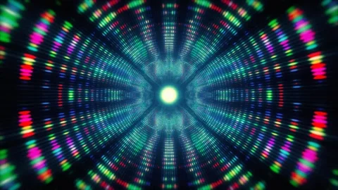 Speed motion into neon glowing technologic tunnels Stock Footage 280437194