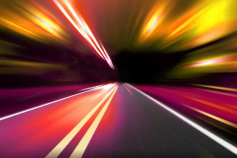 Speed motion on night road Stock Illustration