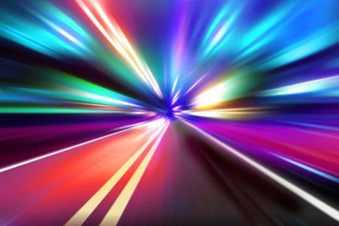 Speed motion on night road Stock Illustration