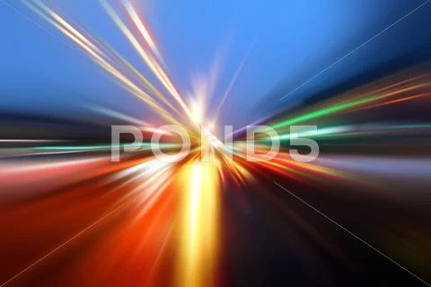 Speed motion on night road Stock Illustration