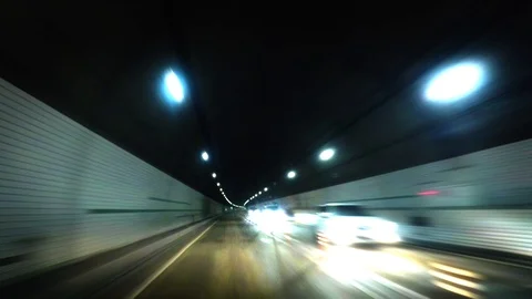 Speed motion in road tunnel Stock Footage 93311542