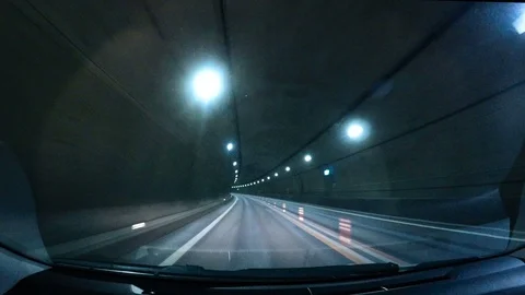 Speed motion in road tunnel Stock Footage 93965254