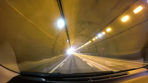 Speed motion in road tunnel Stock Footage 93976692