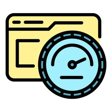 Speed network test icon color outline vector 스톡 일러스트