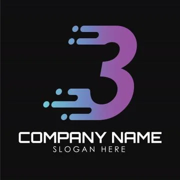 Speed Number 3 Logo Design Template. Motion Speed Number 3 Illustrazione stock