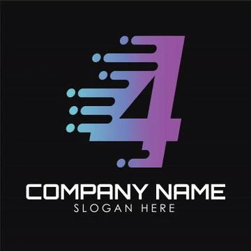 Speed Number 4 Logo Design Template. Motion Speed Number 4 Illustrazione stock