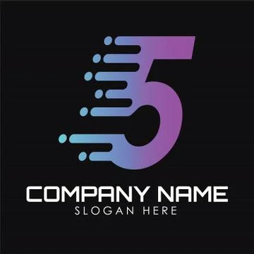 Speed Number 5 Logo Design Template. Motion Speed Number 5 Stock Illustration