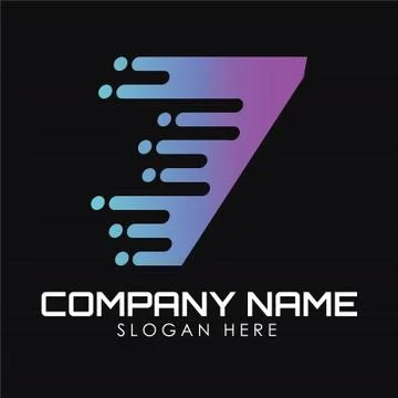 Speed Number 7 Logo Design Template. Motion Speed Number 7 Illustrazione stock
