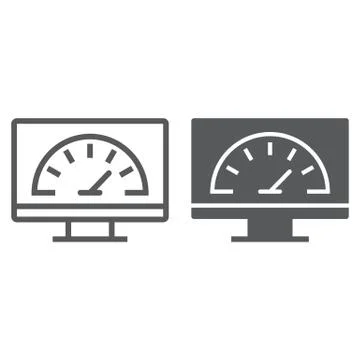 Speed optimization line and glyph icon, traffic and internet, spedometer sign Stock Illustration