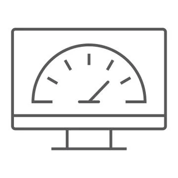 Speed optimization thin line icon, internet Stock Illustration