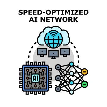 Speed optimizing artificial intelligence network computing Stock Illustration