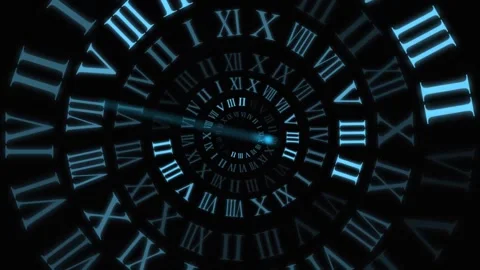 Speed over time, Roman numerals clock that expresses the rapidly passing time an Stock Footage 315072954